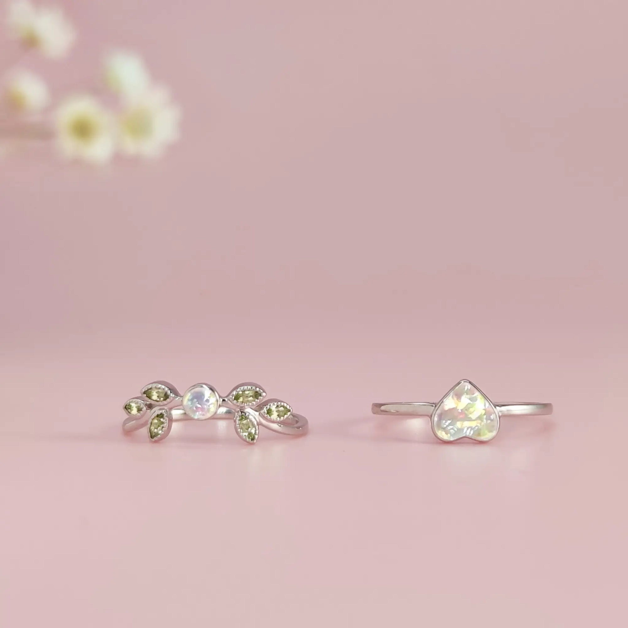 Handcrafted Whispering Heartleaf Ashes Ring Set